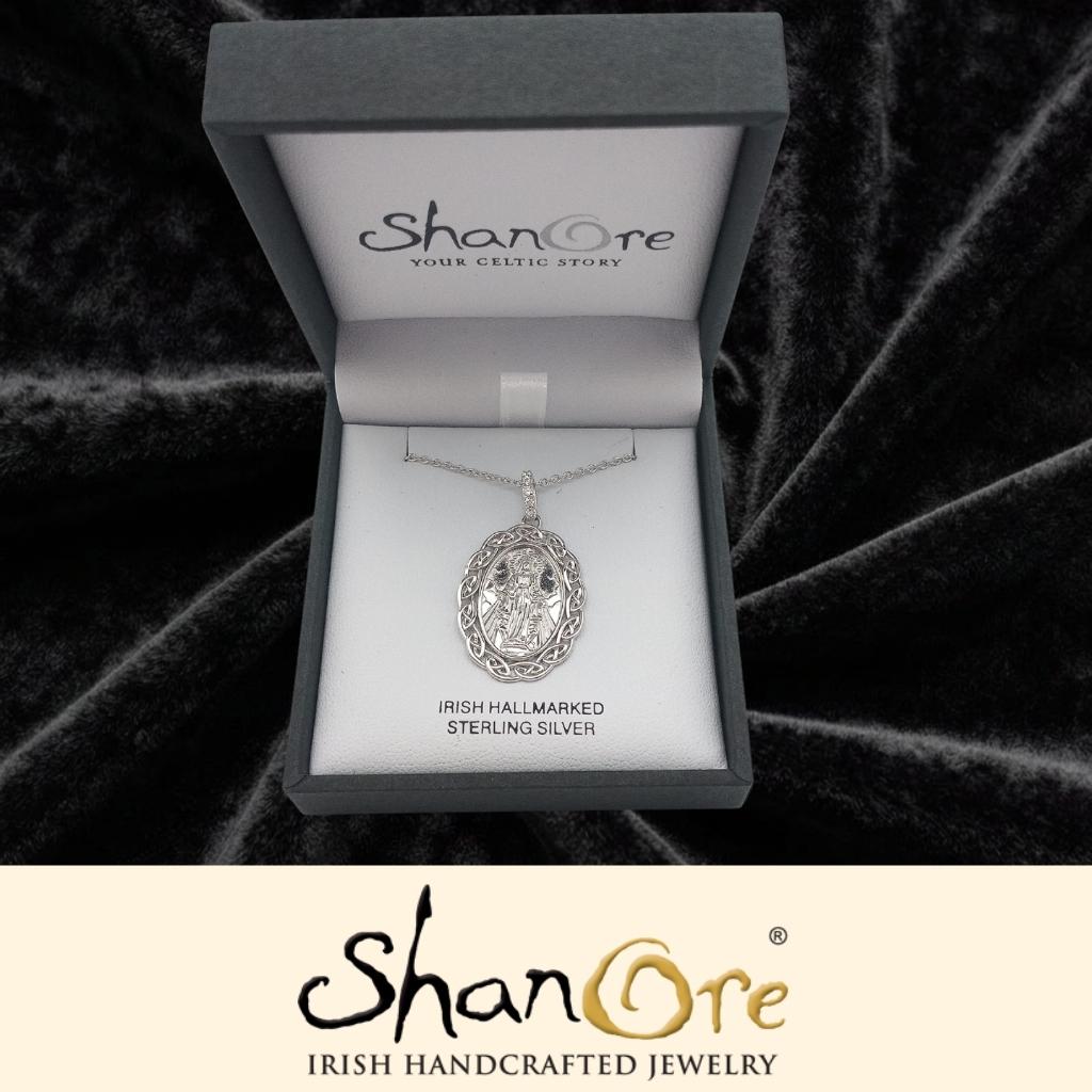 Sterling Silver Miraculous Medal with Celtic Knot Border