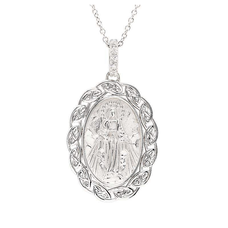 Sterling Silver Miraculous Medal with Celtic Knot Border - The Celtic Gift Store - Necklaces