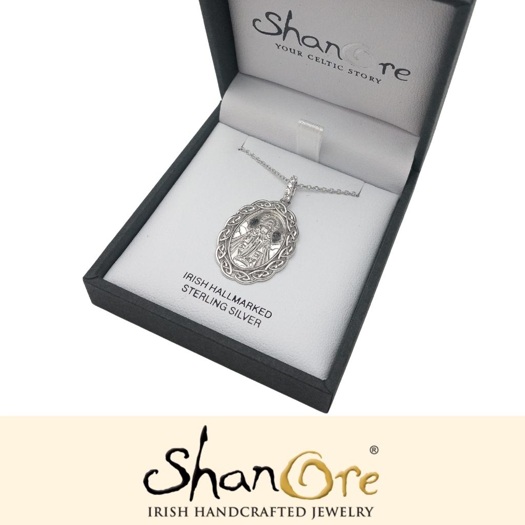 Sterling Silver Miraculous Medal with Celtic Knot Border
