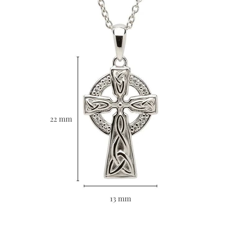 Sterling Silver Pave Set Crystal Celtic Cross - The Celtic Gift Store - Necklaces