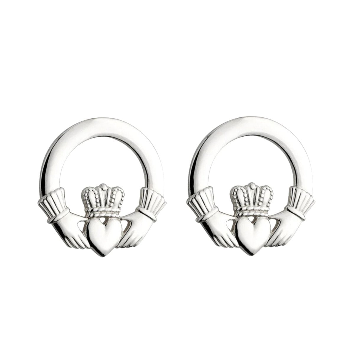 Sterling Silver Petite Claddagh Stud Earrings