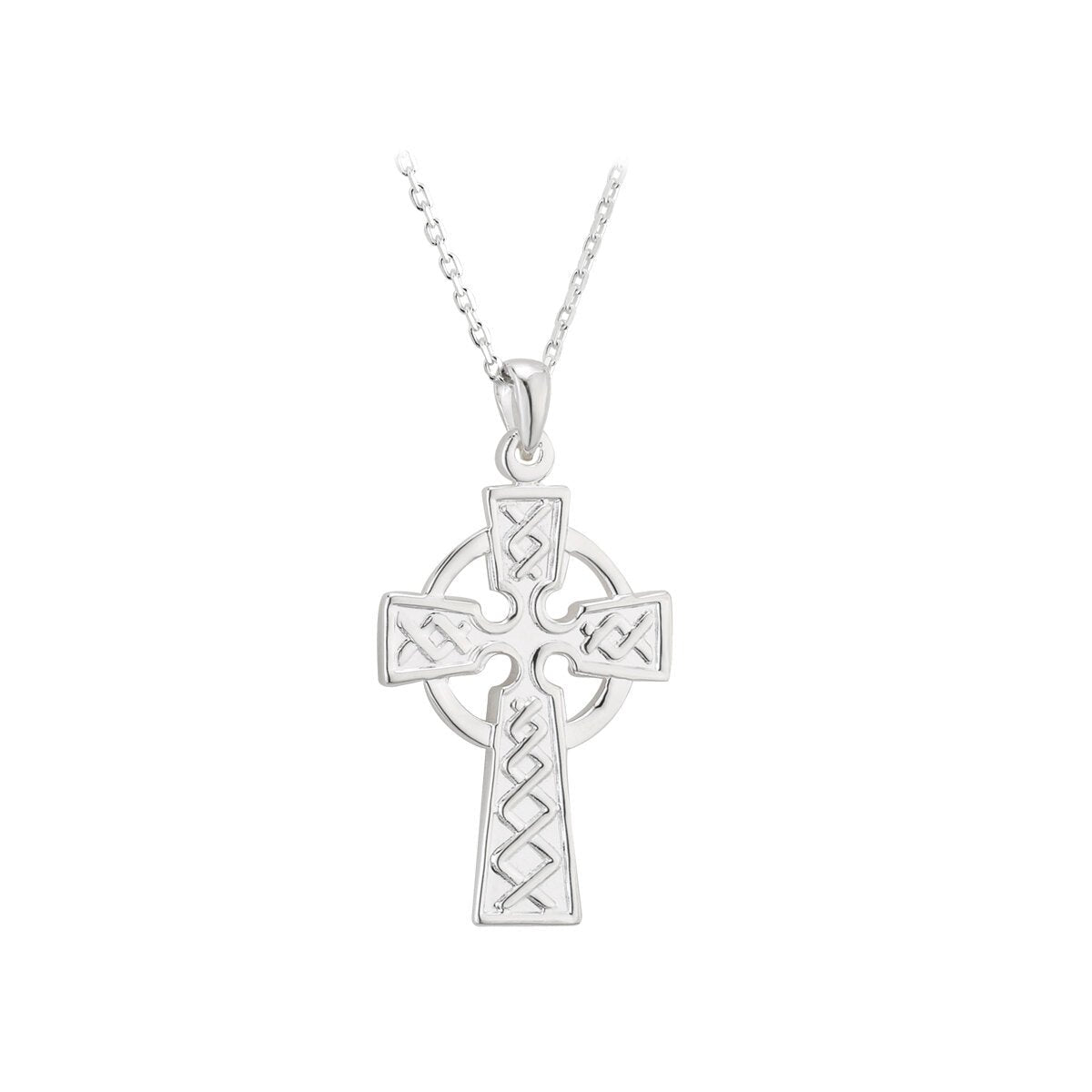 Sterling Silver Petite Embossed Celtic Cross Necklace - The Celtic Gift Store - Necklaces