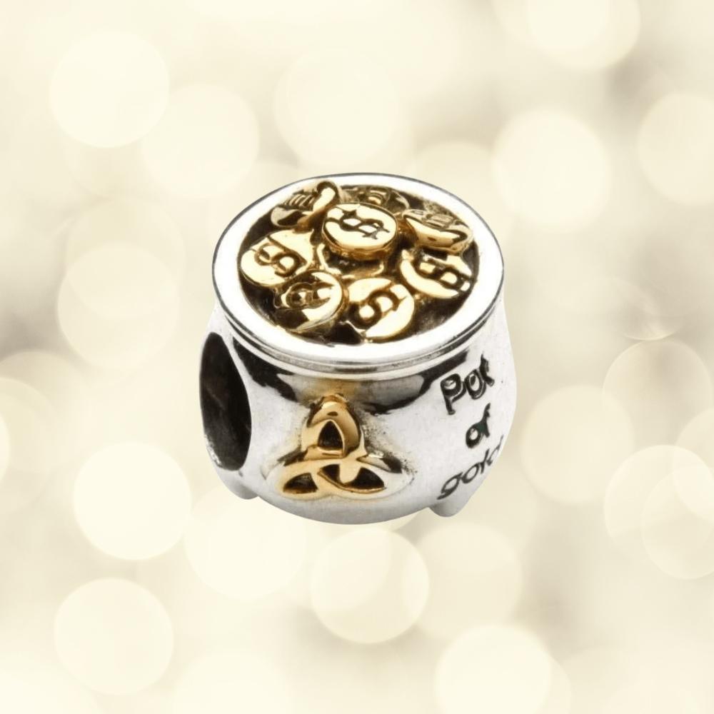 Sterling Silver Pot of Gold Trinity Knot Bead