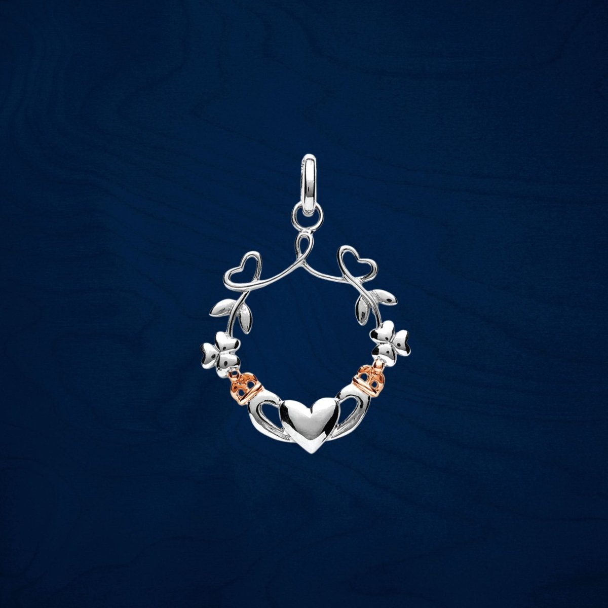 Sterling Silver Rose Gold Claddagh Necklace - The Celtic Gift Store - Necklaces