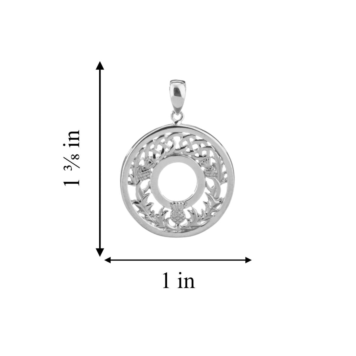 Sterling Silver Round Scottish Thistle Pendant - The Celtic Gift Store - Necklaces