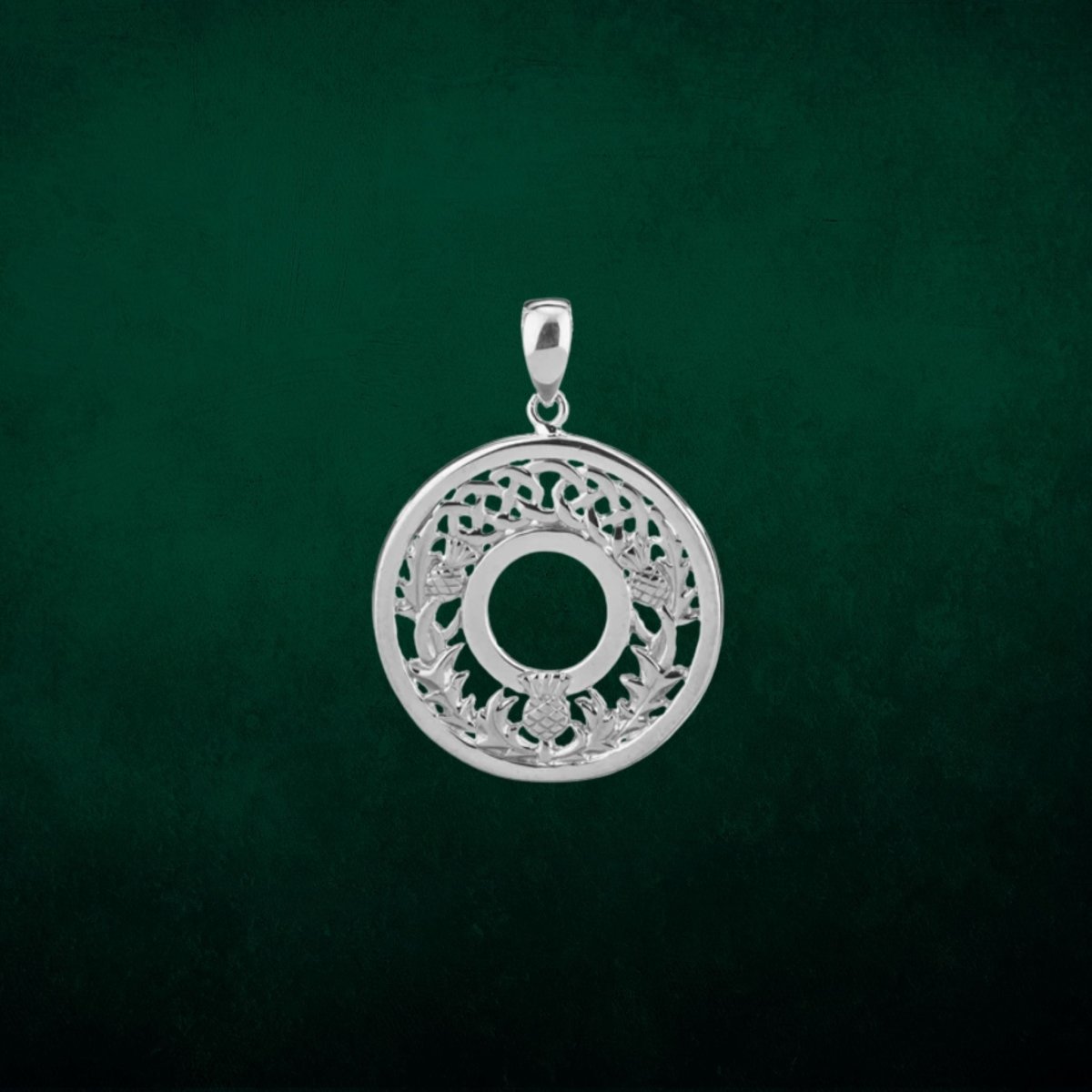 Sterling Silver Round Scottish Thistle Pendant - The Celtic Gift Store - Necklaces
