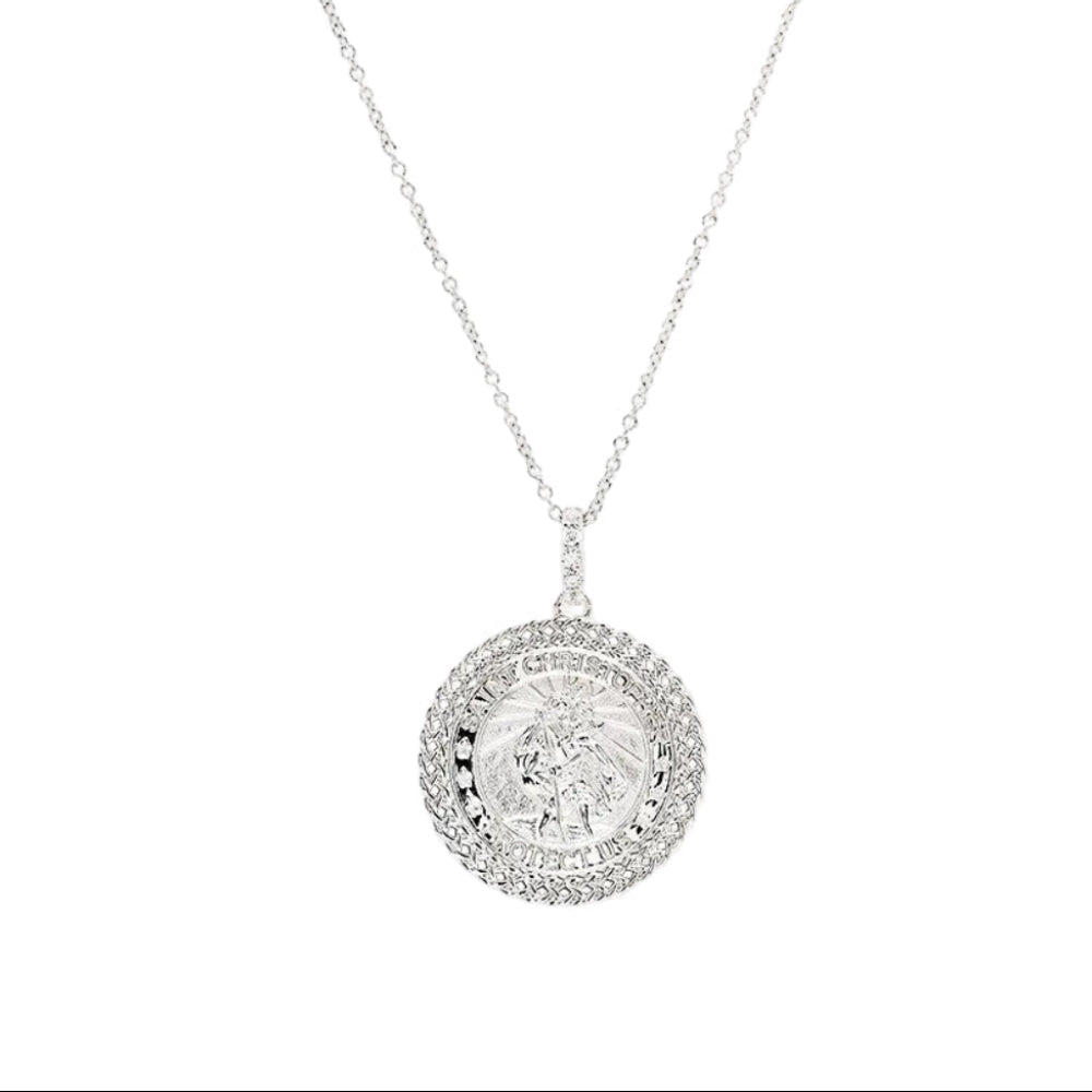 Sterling Silver Saint Christopher Medal with Celtic Knot Border - The Celtic Gift Store - Necklaces