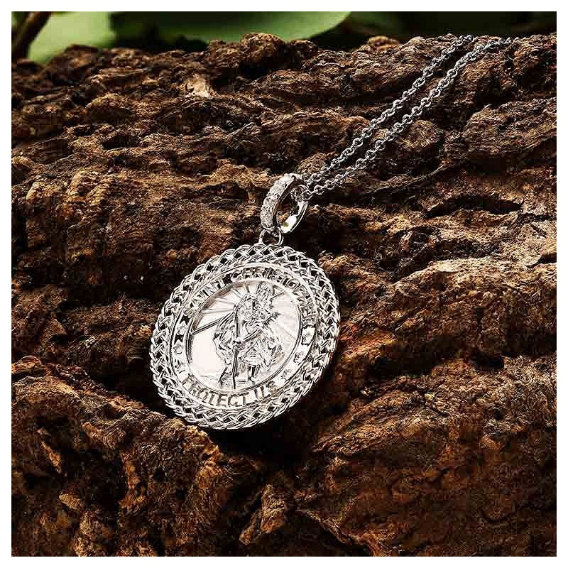 Sterling Silver Saint Christopher Medal with Celtic Knot Border - The Celtic Gift Store - Necklaces