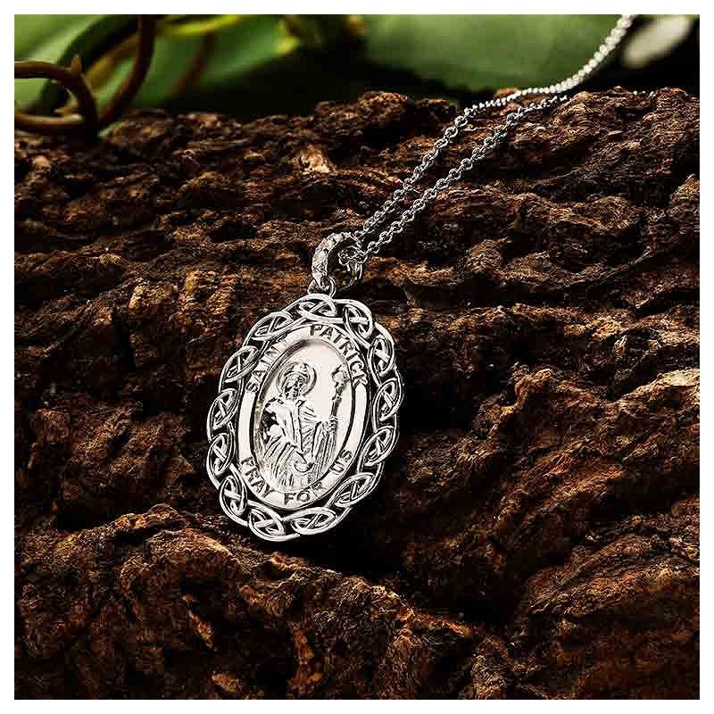 Sterling Silver Saint Patrick Medal with Celtic Knots - The Celtic Gift Store - Necklaces