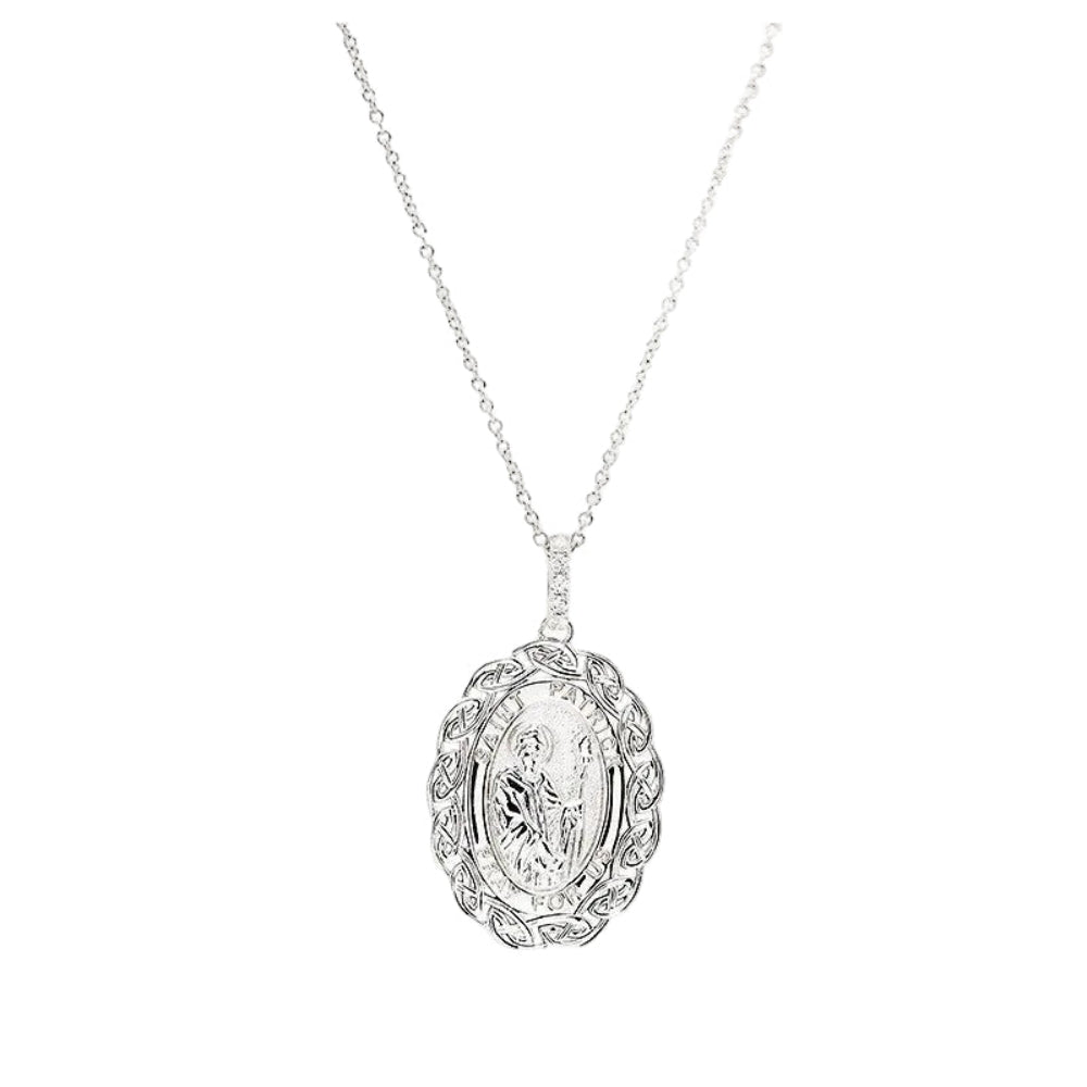 Sterling Silver Saint Patrick Medal with Celtic Knots - The Celtic Gift Store - Necklaces