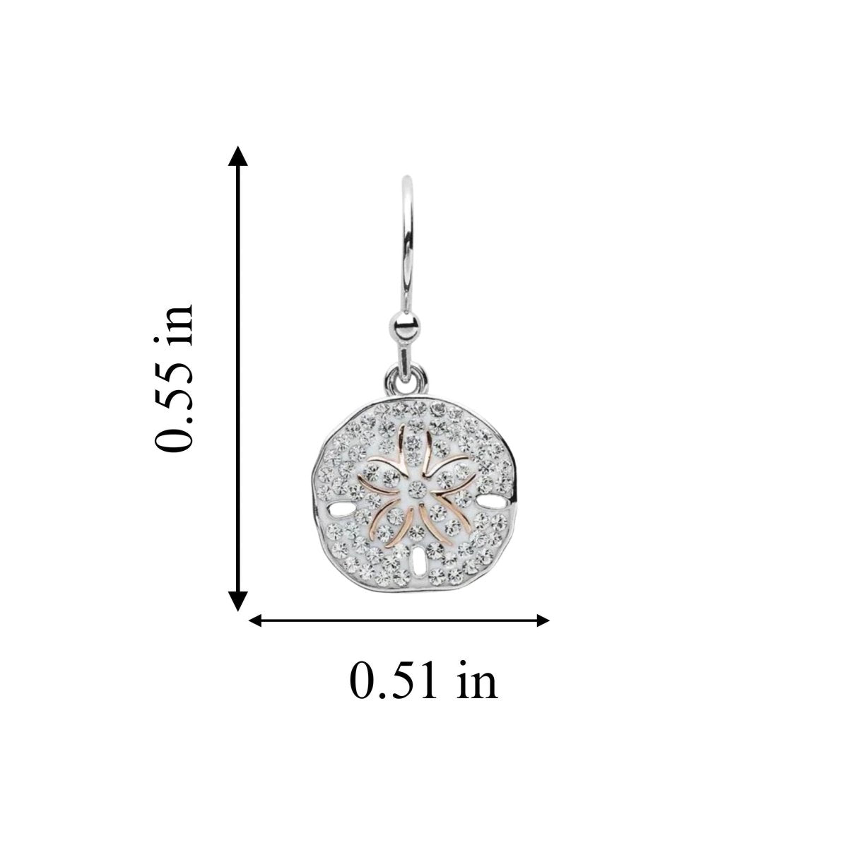 Sterling Silver Sand Dollar Drop Earrings with Clear Crystals - The Celtic Gift Store - Jewelry