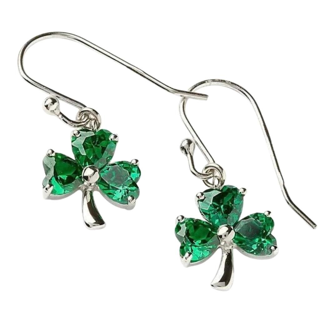 Sterling Silver Shamrock Stone Set Earrings