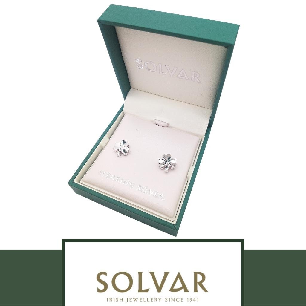 Sterling Silver Shamrock Stud Earrings