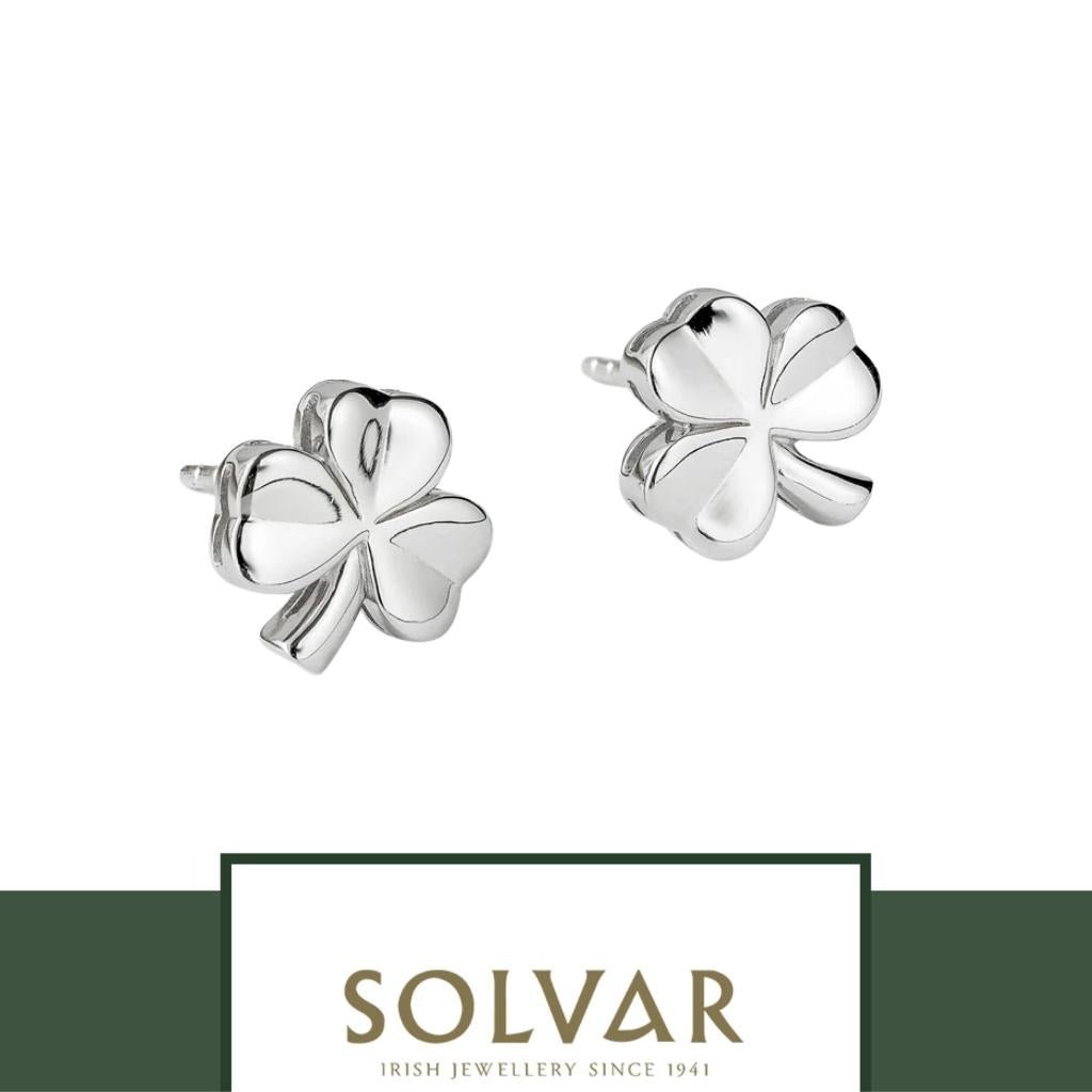 Sterling Silver Shamrock Stud Earrings