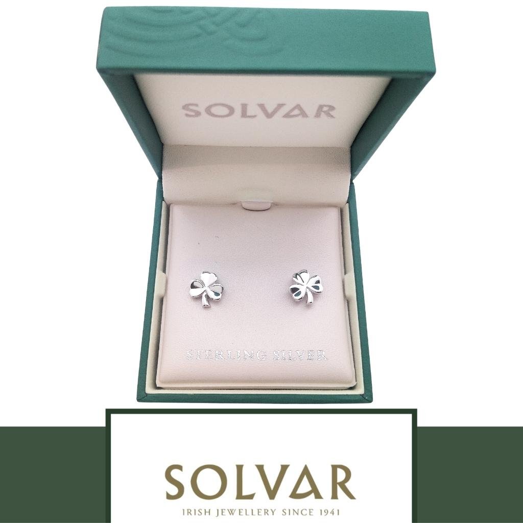 Sterling Silver Shamrock Stud Earrings