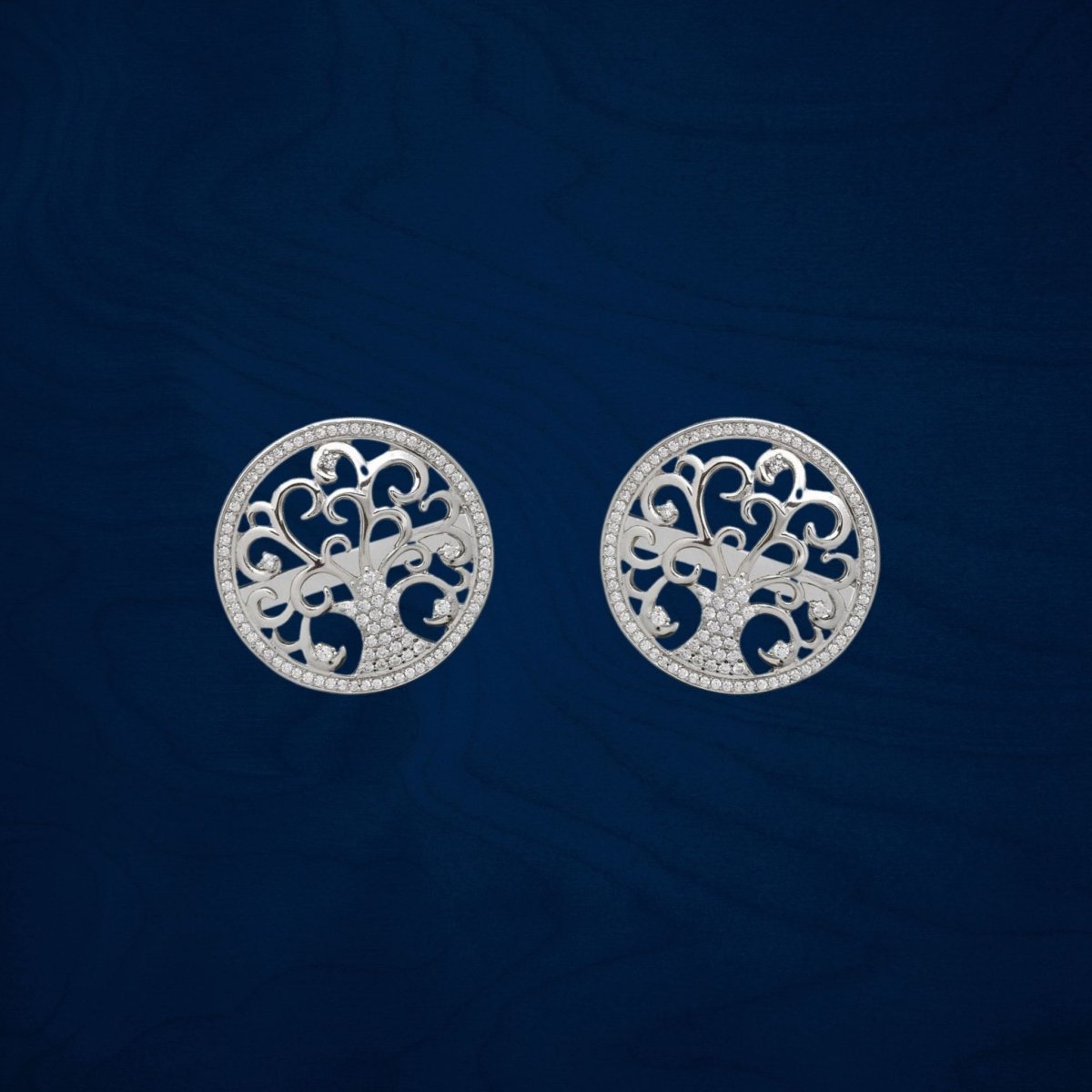 Sterling Silver Tree of Life Stud Earrings with CZ Stones - The Celtic Gift Store - Earrings