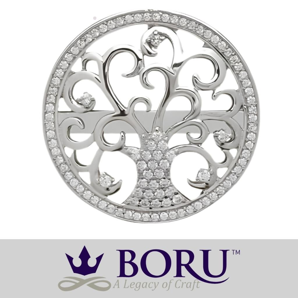 Sterling Silver Tree of Life Stud Earrings with CZ Stones
