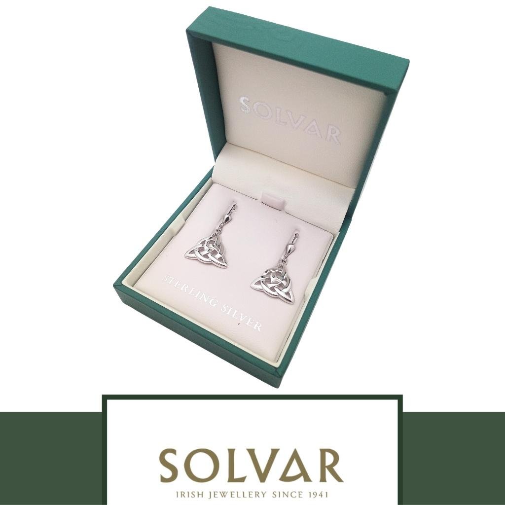 Sterling Silver Trinity Celtic Knot Drop Earrings