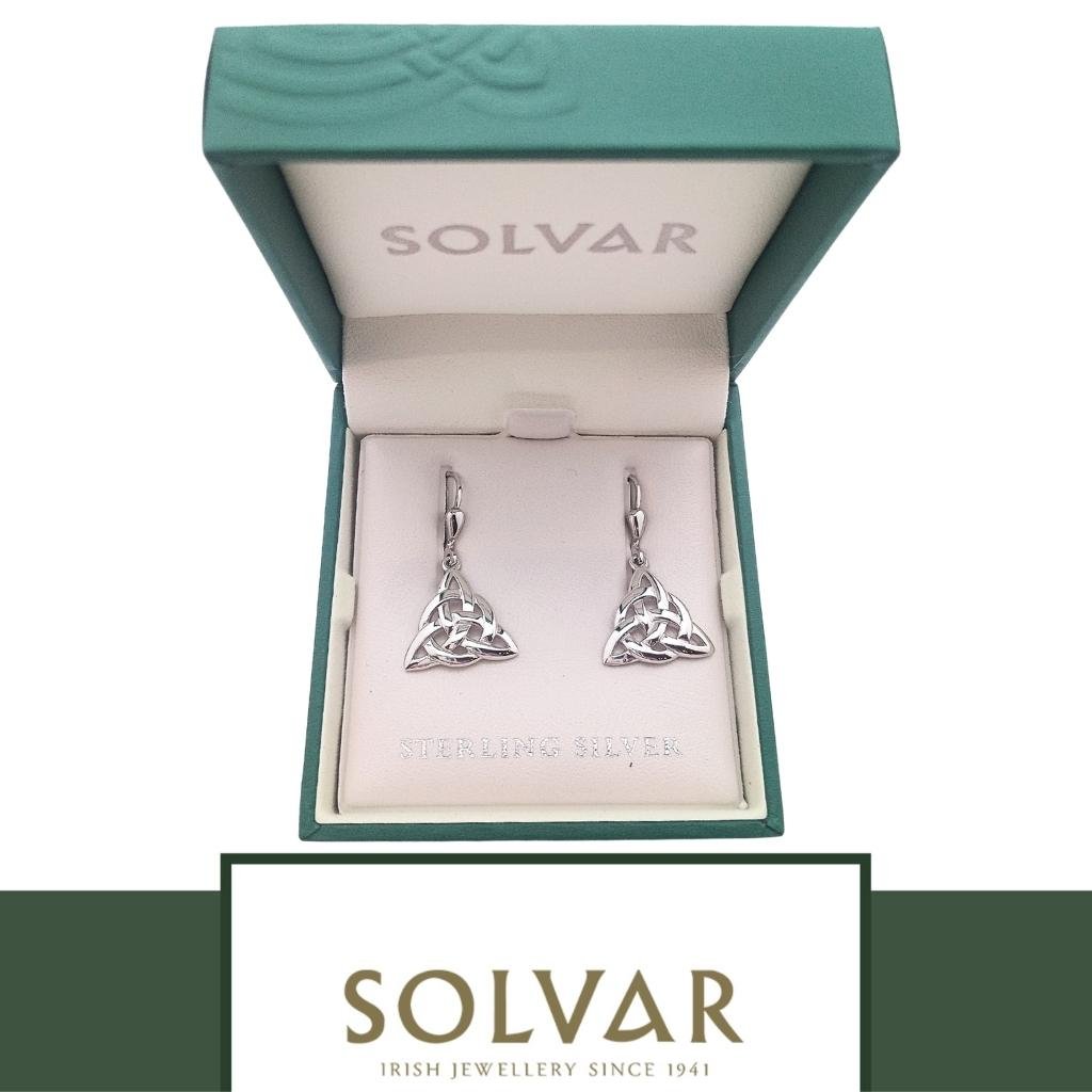 Sterling Silver Trinity Celtic Knot Drop Earrings