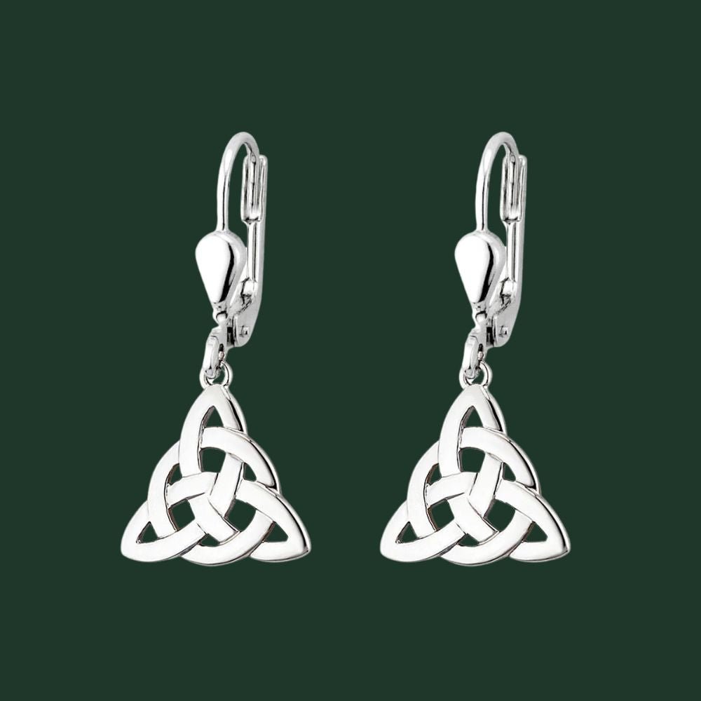Sterling Silver Trinity Celtic Knot Drop Earrings