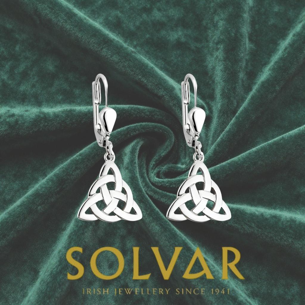 Sterling Silver Trinity Celtic Knot Drop Earrings