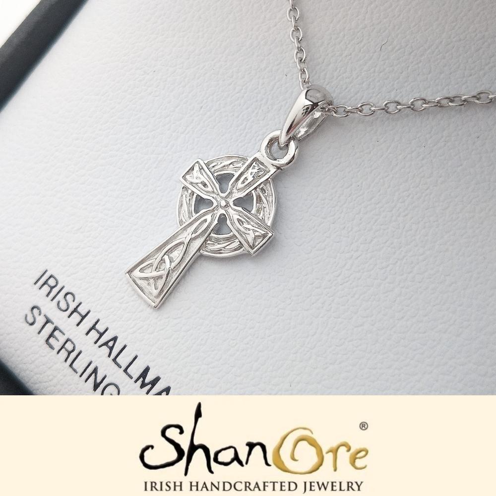Sterling Silver Trinity Knot Celtic Cross Necklace