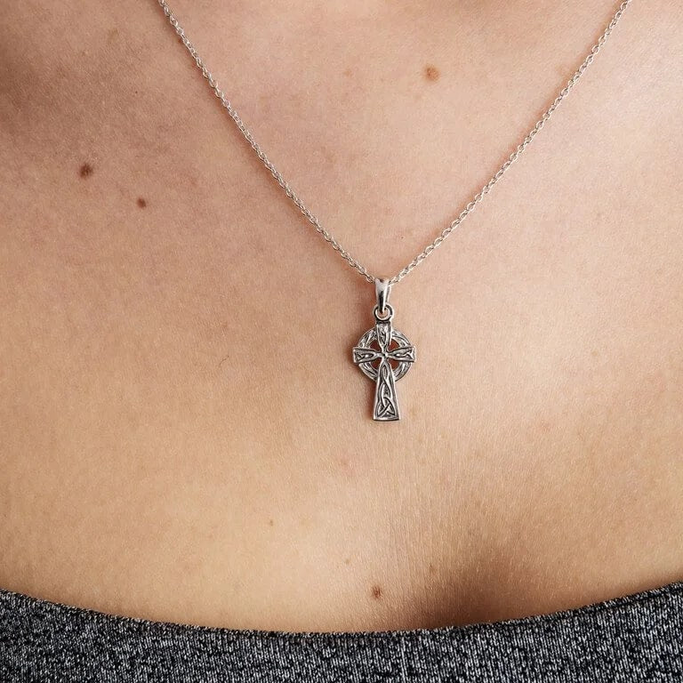 Sterling Silver Trinity Knot Celtic Cross Necklace - Small - The Celtic Gift Store - Necklaces