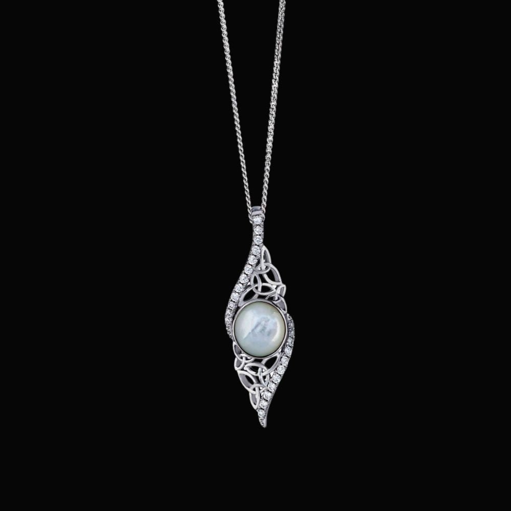 Sterling Silver Trinity Knot Mother of Pearl Arianrhod Necklace