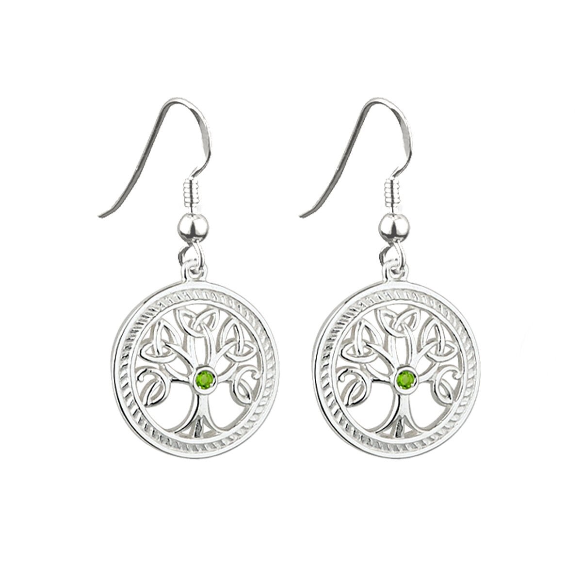 Sterling Silver Trinity Knot Tree of Life Drop Earrings - The Celtic Gift Store - Earrings