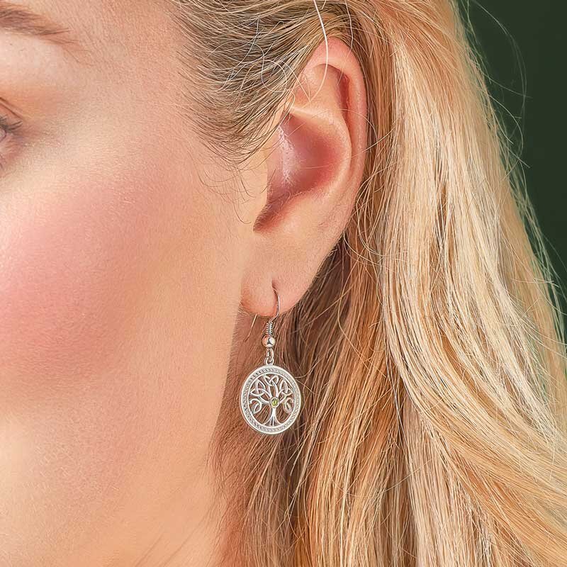 Sterling Silver Trinity Knot Tree of Life Drop Earrings - The Celtic Gift Store - Earrings
