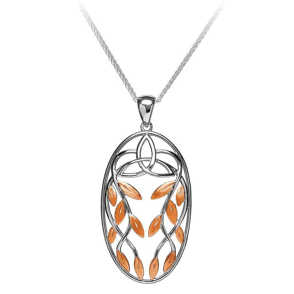 Sterling Silver Trinity Knot Tree of Life Leaves Necklace - The Celtic Gift Store - Necklaces