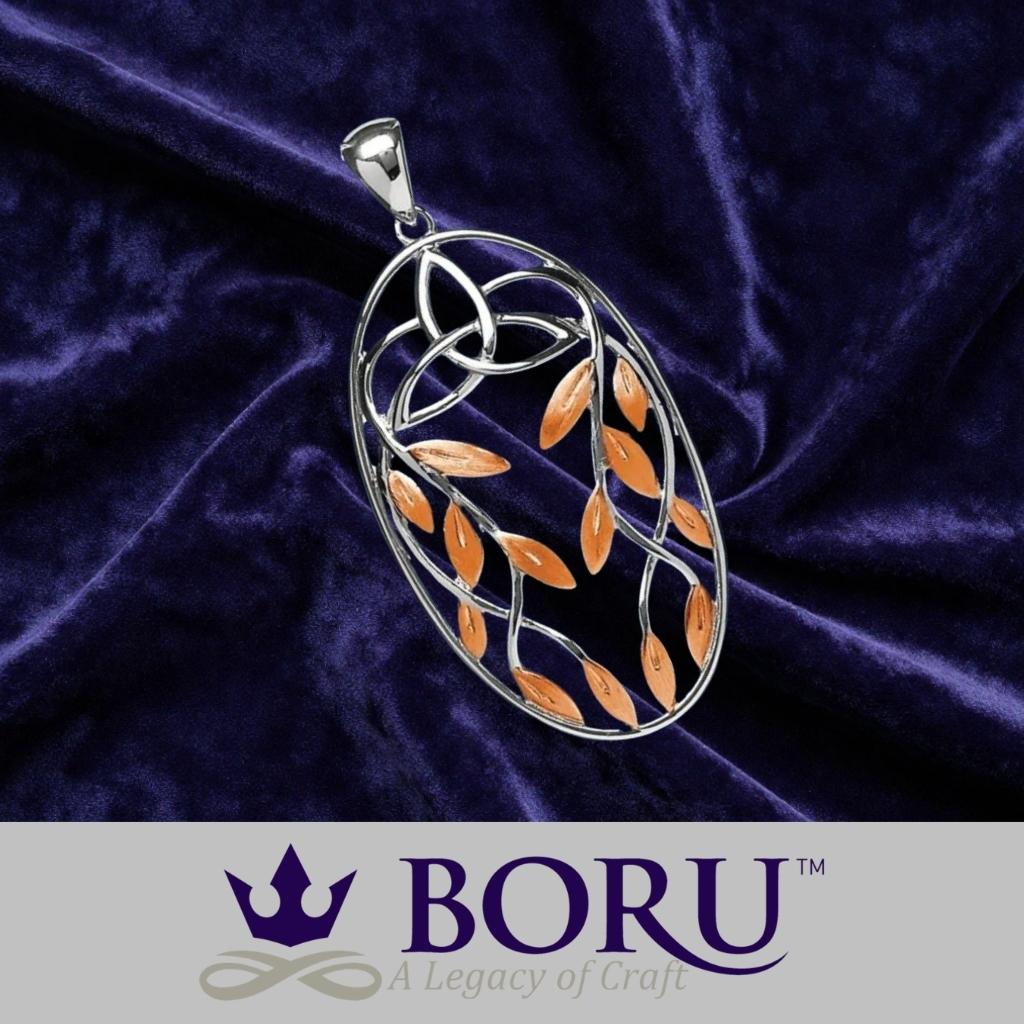 Sterling Silver Trinity Knot Tree of Life Leaves Necklace