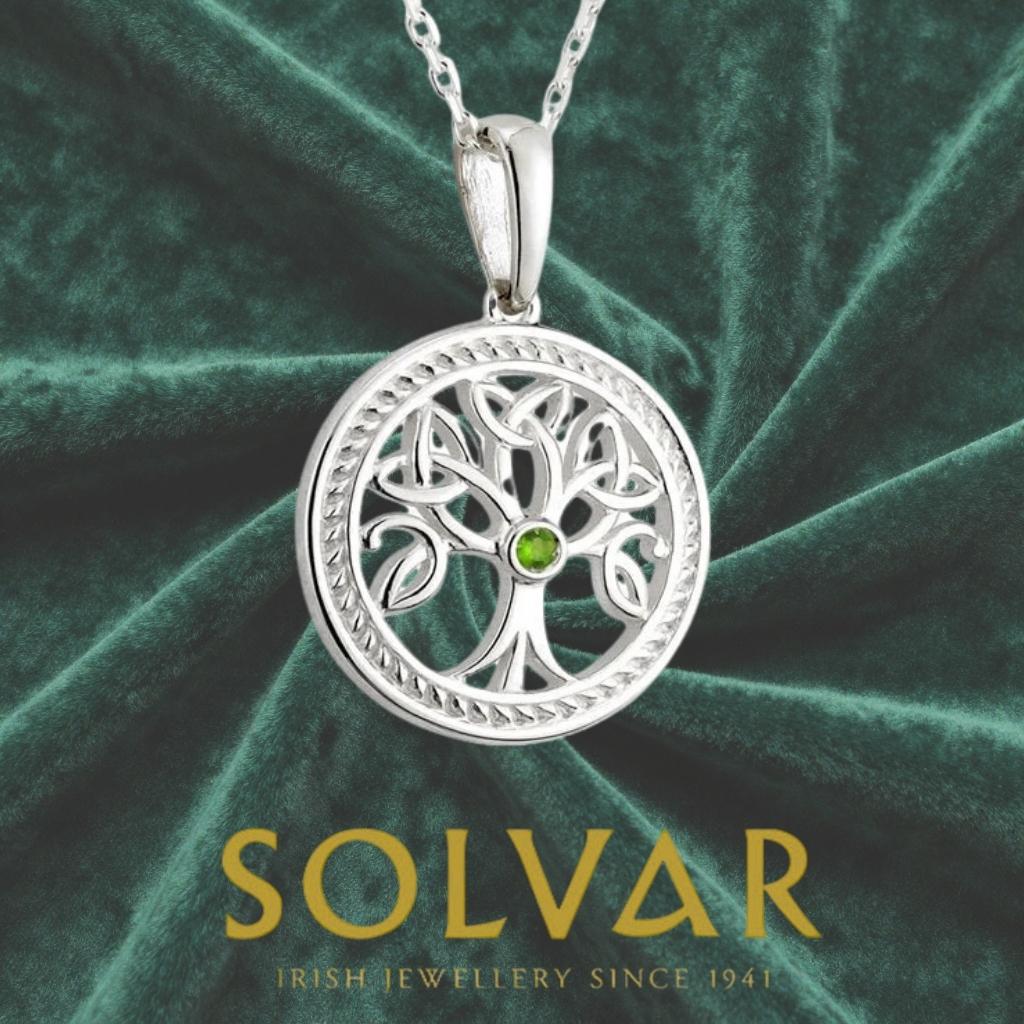 Sterling Silver Trinity Knot Tree of Life Necklace- Large