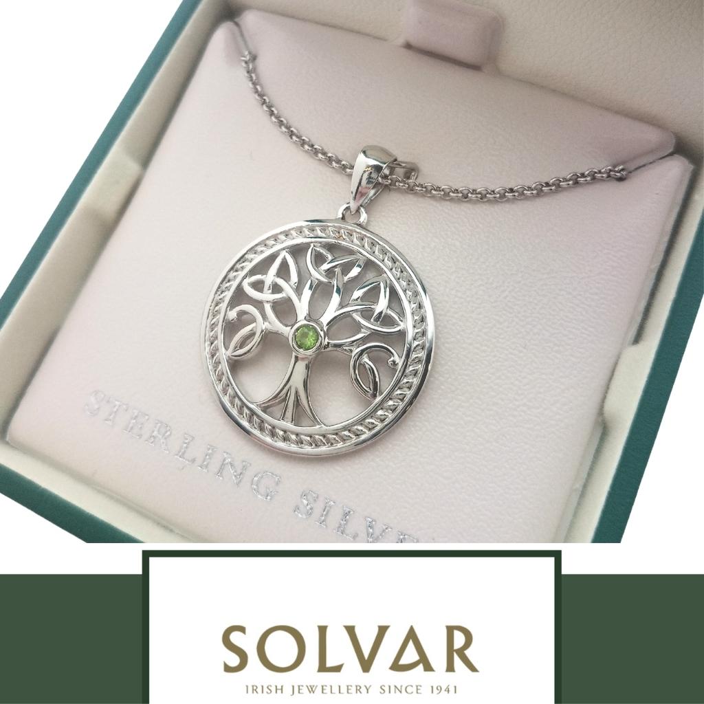 Sterling Silver Trinity Knot Tree of Life Necklace- Large