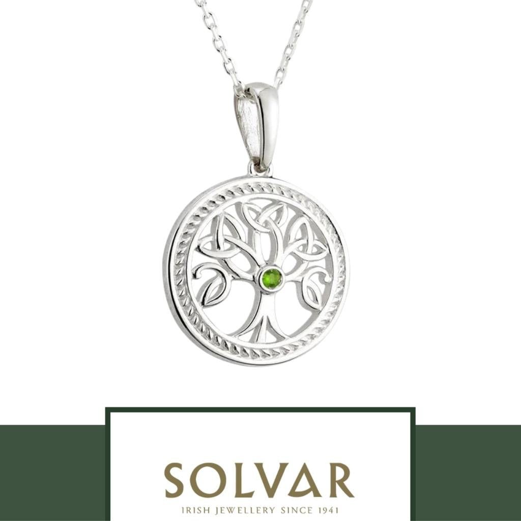 Sterling Silver Trinity Knot Tree of Life Necklace- Large