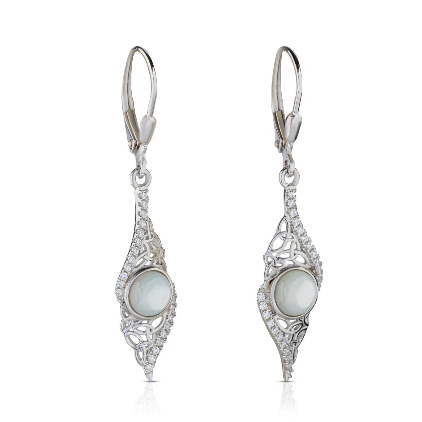 Sterling Silver Trinity Mother of Pearl Arianrhod Earrings - The Celtic Gift Store - Earrings