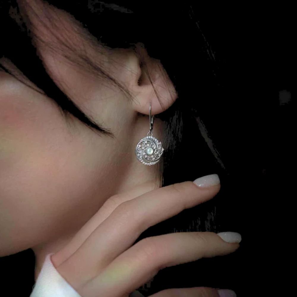 Sterling Silver Trinity Swirl Mother of Pearl Arianrhod Earrings