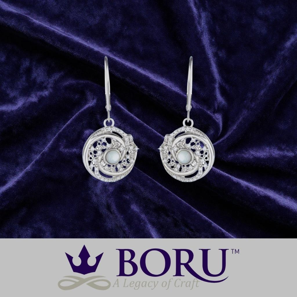 Sterling Silver Trinity Swirl Mother of Pearl Arianrhod Earrings