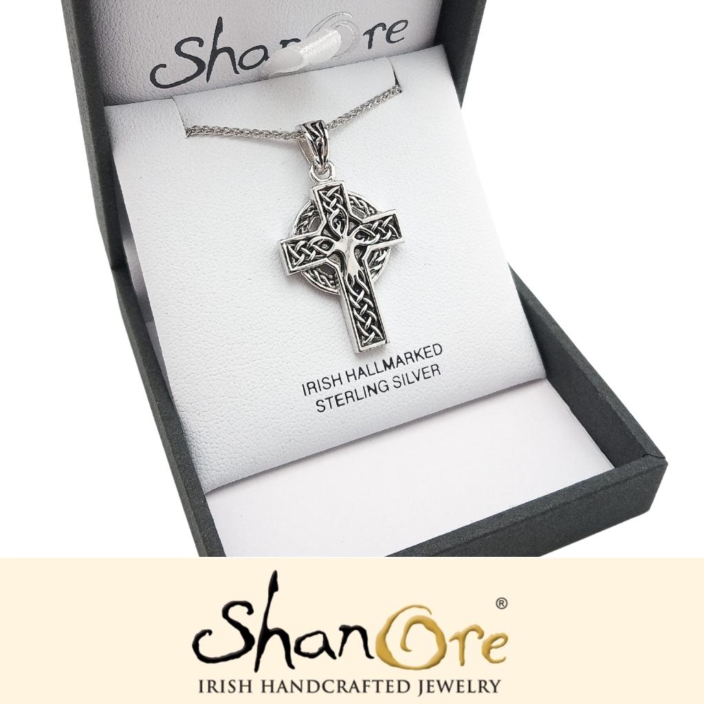 Sterling Silver Unisex Tree of Life Celtic Cross