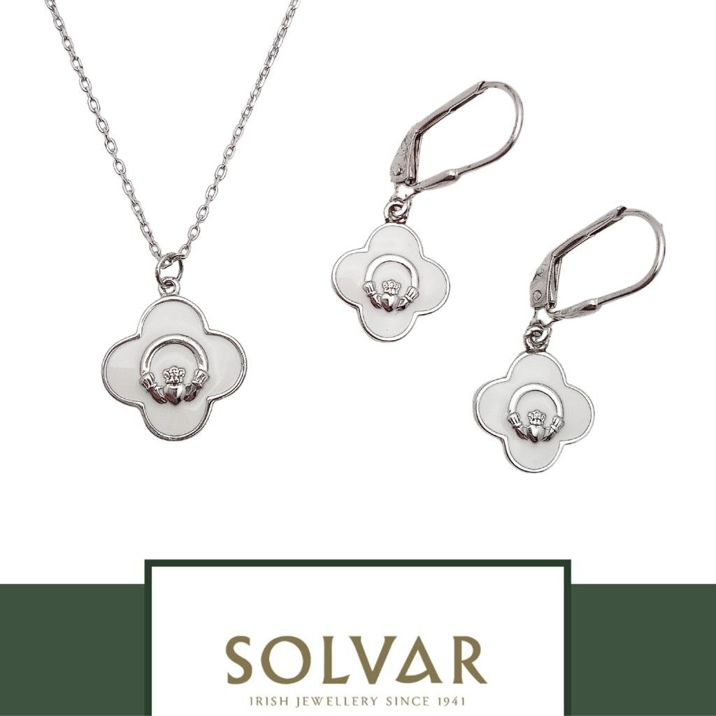 Sterling Silver White Enamel Claddagh Necklace by Solvar Jewelry - Necklaces