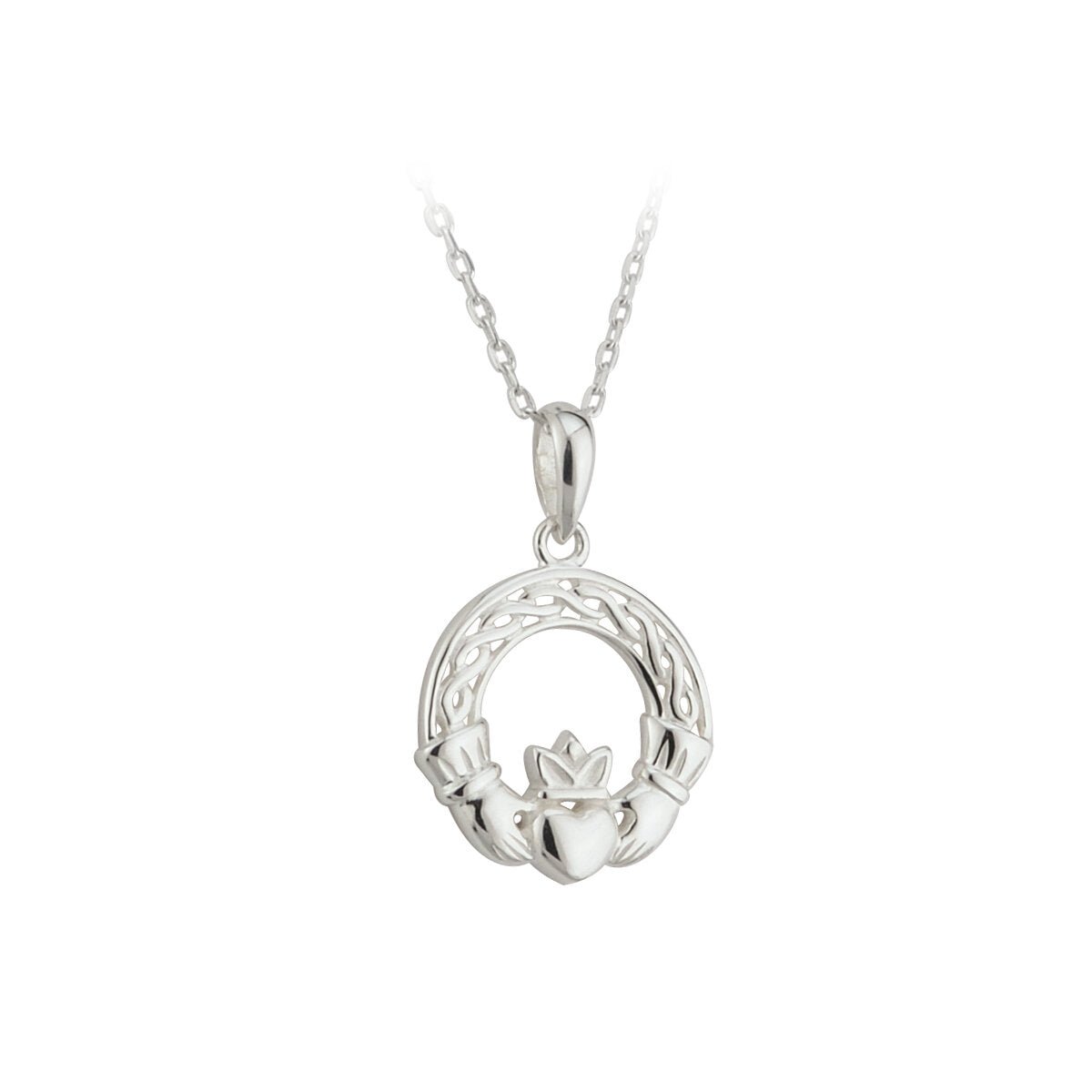 Sterling Silver Woven Celtic Knot Claddagh Necklace - The Celtic Gift Store - Necklaces