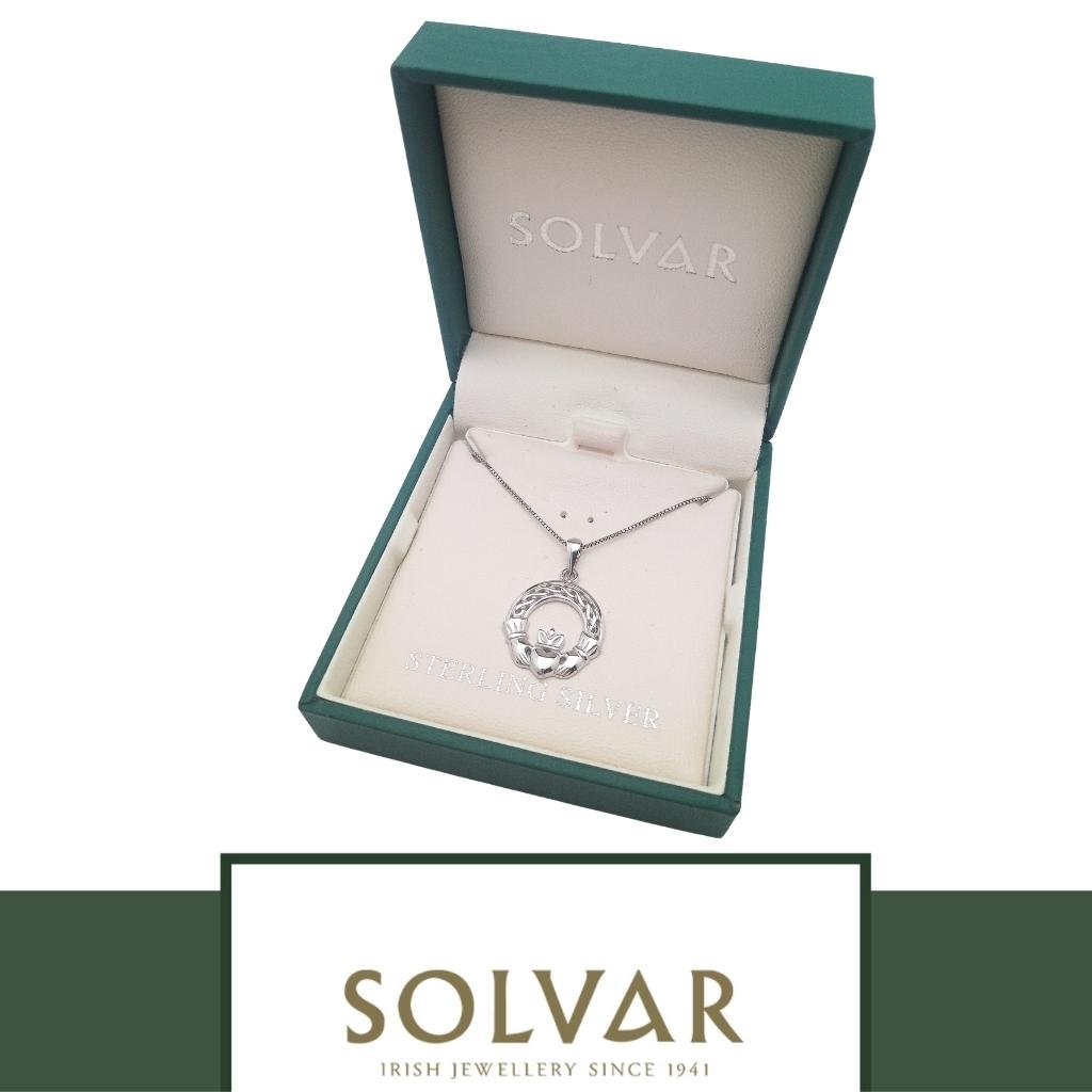 Sterling Silver Woven Celtic Knot Claddagh Necklace