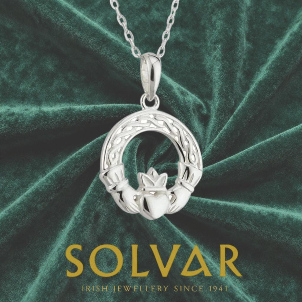 Sterling Silver Woven Celtic Knot Claddagh Necklace