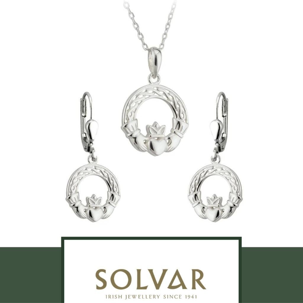 Sterling Silver Woven Celtic Knot Claddagh Necklace
