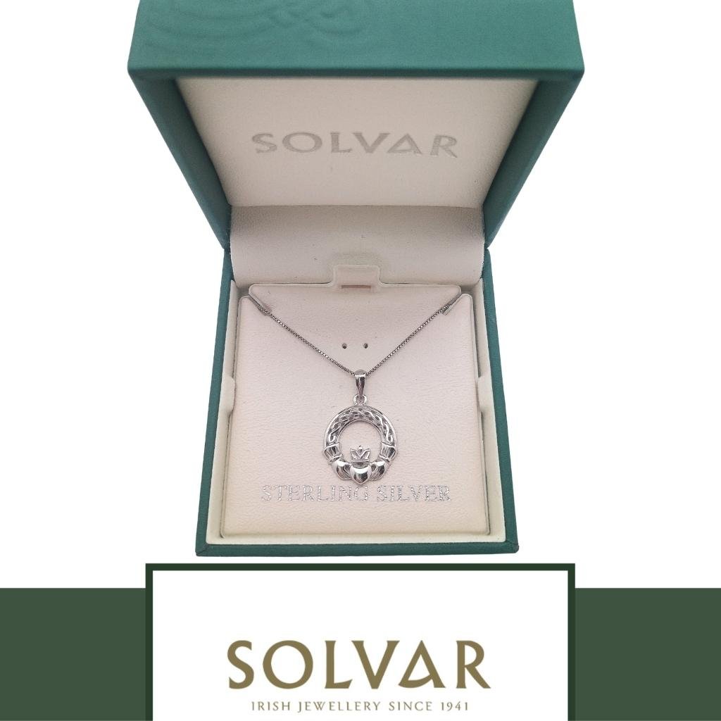 Sterling Silver Woven Celtic Knot Claddagh Necklace