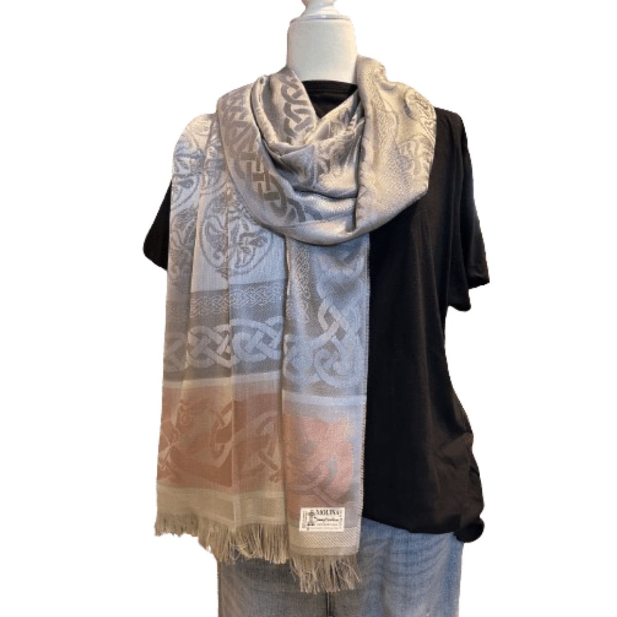 Stole with Celtic Motif - Pink/Grey