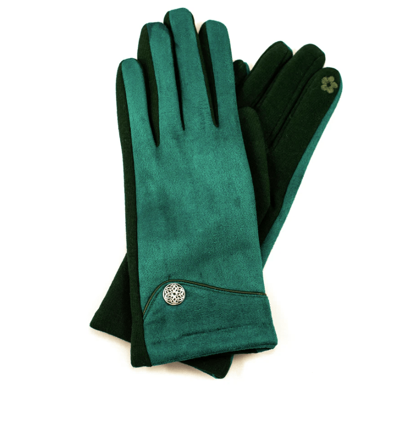 Suede Top Gloves - Forest Green - The Celtic Gift Store - Clothing Accessories