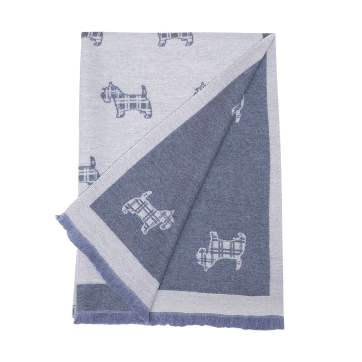 Supersoft Tartan Scotty Dog Scarf - Grey/Dark Grey