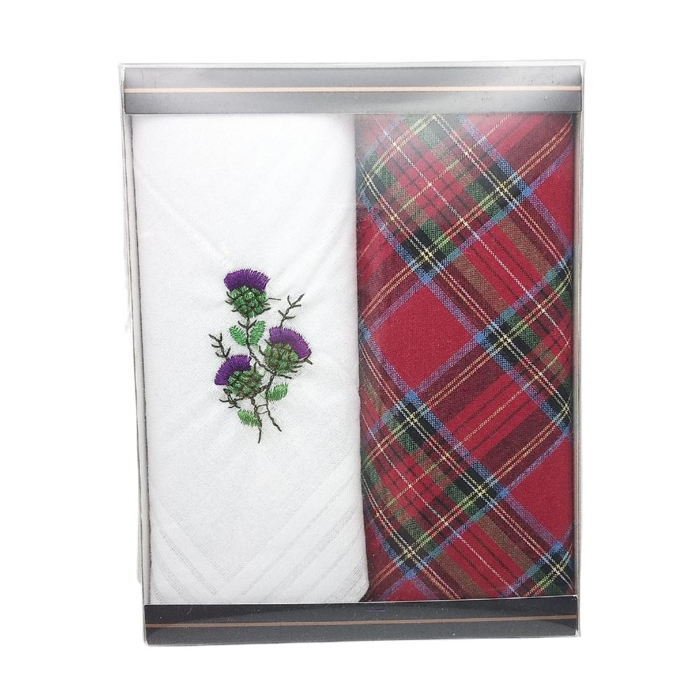 Tartan and Thistle Handkerchiefs - Pack of 2