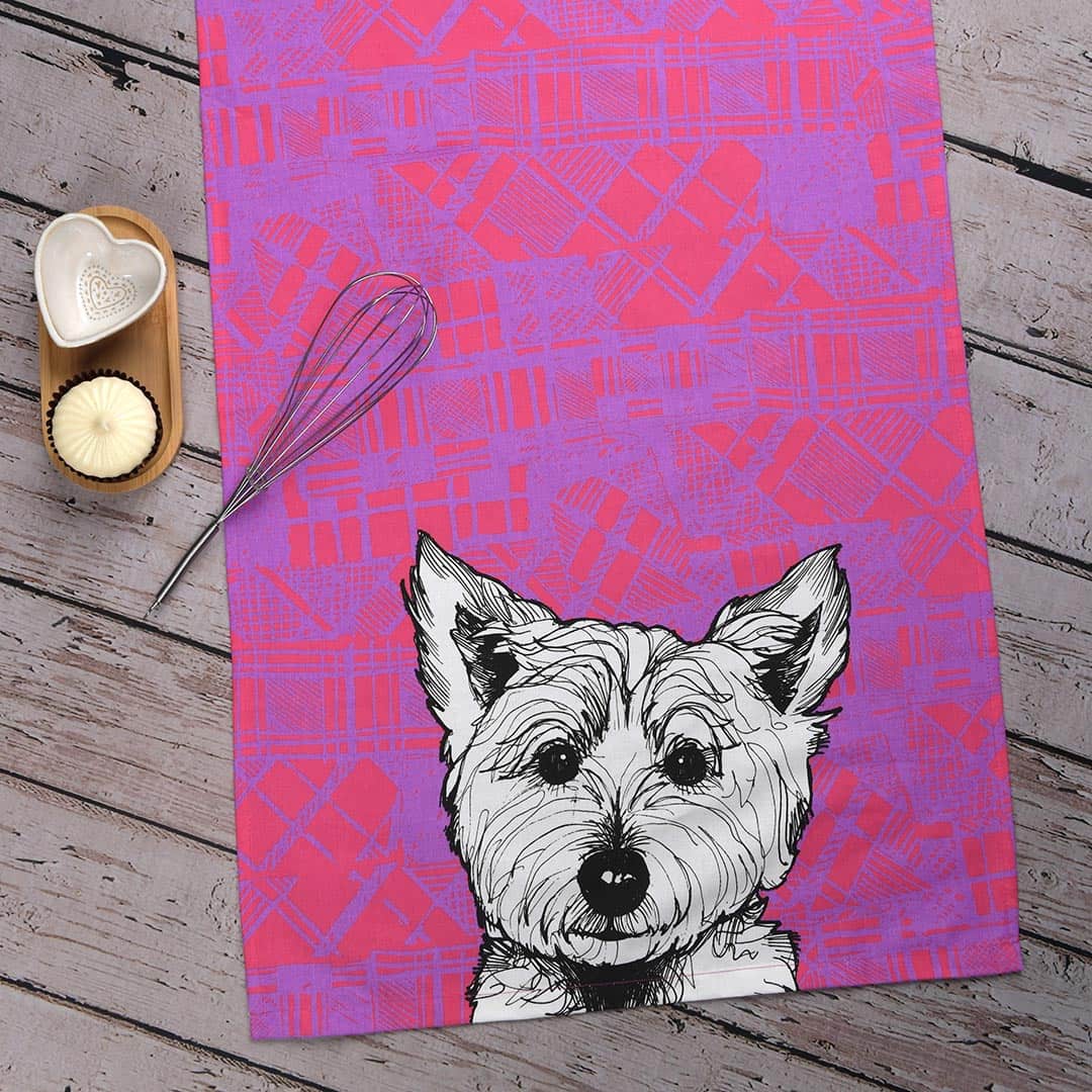 Tartan Westie Tea Towel - The Celtic Gift Store - Kitchenware